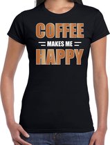 Coffee makes me happy / Koffie maakt me gelukkig t-shirt zwart voor dames - themafeest / outfit M