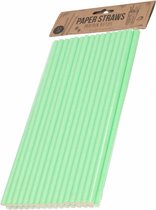 96x Papieren drinkrietjes mint groen 24 cm - Keukenbenodigdheden - Horeca - Feestartikelen - Milieuvriendelijk/ecologisch - Drinkrietjes