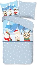 Warme Kinder Flanel Eenpersoons Dekbedovertrek Snow Animals | 140x200/220 | Hoogwaardig En Zacht | Ideaal Tegen De Kou