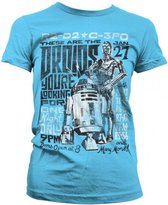 STAR WARS 7 - T-Shirt Droids Night - Sky Blue - GIRL (XL)