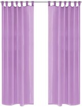 Gordijnen paars 140 x 245 (Incl LW anti kras vilt) - gordijn raambekleding - gordijnen kant en klaar met haakjes ringen - gordijnen met ringen