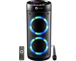 N-GEAR LGP 26R  - Draadloze Bluetooth Party Speaker - Karaoke set - 1 Microfoon - Discoverlichting