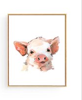 Postercity - Design Canvas Poster Aquarel Biggentje - Big / Kinderkamer / Boerderij - Dieren Poster / Babykamer - Kinderposter / Babyshower Cadeau / Muurdecoratie / 70 x 50cm