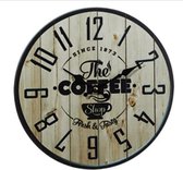 Wandklok The Coffee Shop – Rond - Bruin ∅ 28cm