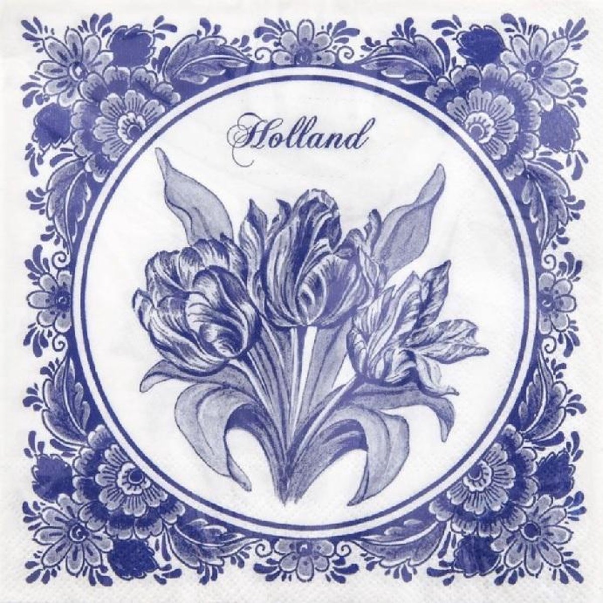 PPD - servetten - Delfts blauw - tulpen- souvenirs - 33 x 33