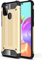 Samsung Galaxy A21S Armor Hybrid Hoesje - Goud