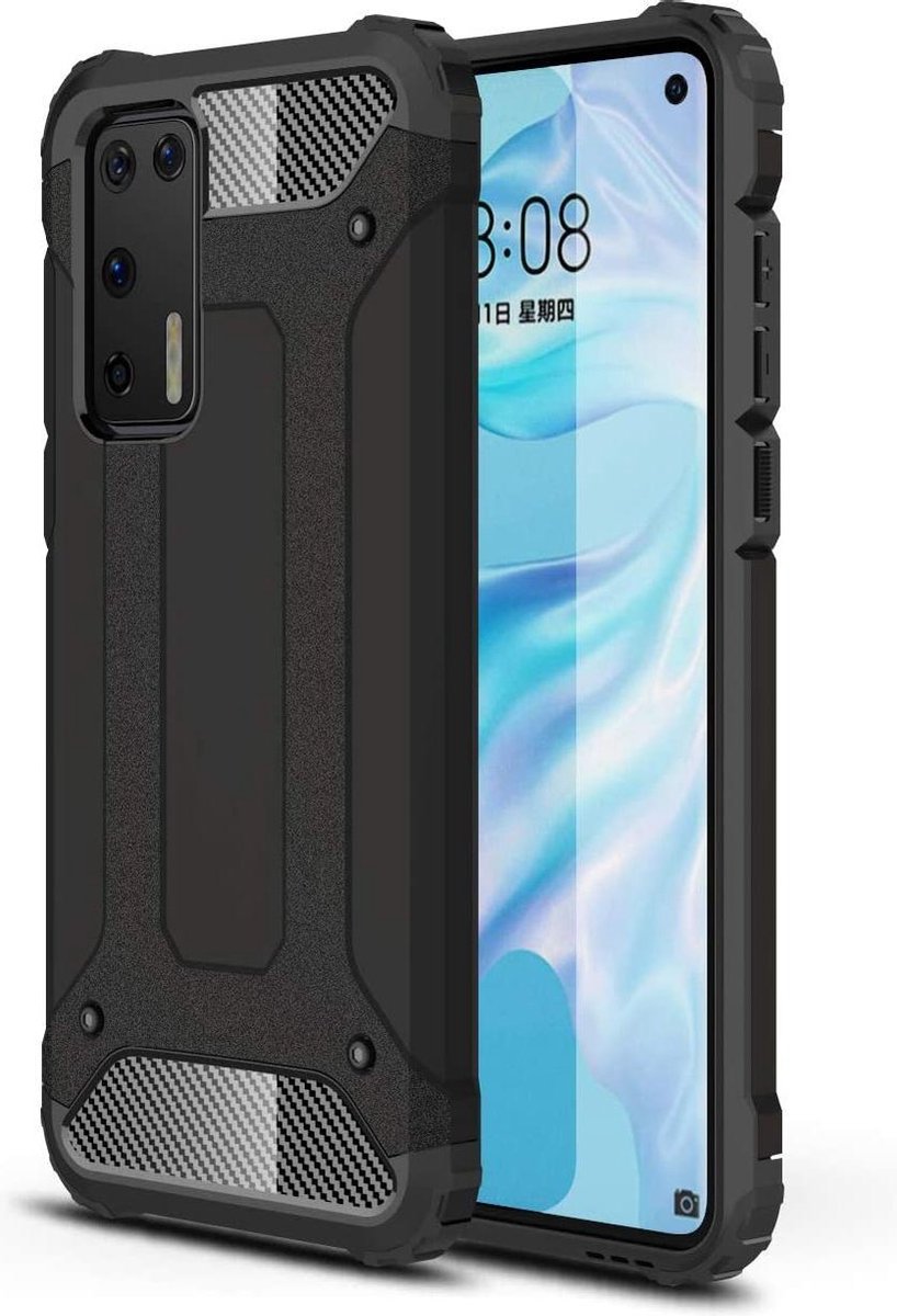 Hoesje Geschikt voor: Huawei P40 Armor Hybrid - Zwart