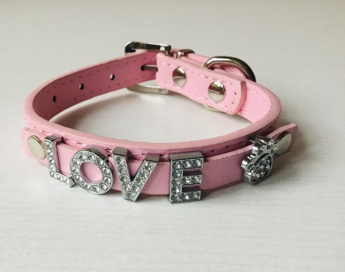 Honden Halsband Leer - Roze - Voor Kleinere Honden - 19.5 tot 26 CM Halsbreedte