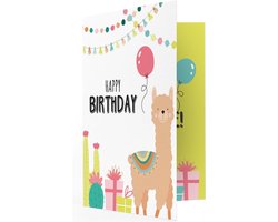 THNX - Verjaardagskaart - Muziekkaart - Uitnodiging kinderfeestje - Birthday Lama - kaart
