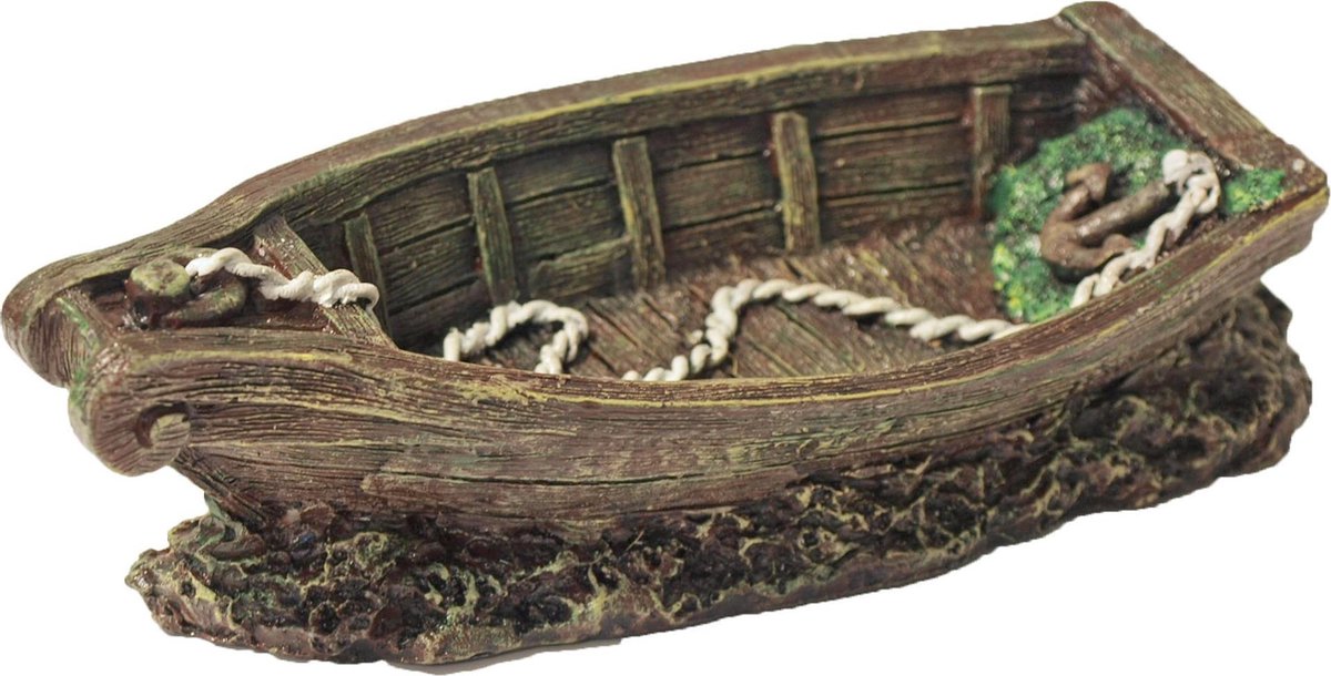 Polyresin ornament roeiboot 18x6,5x4,5 cm Gebr de Boon