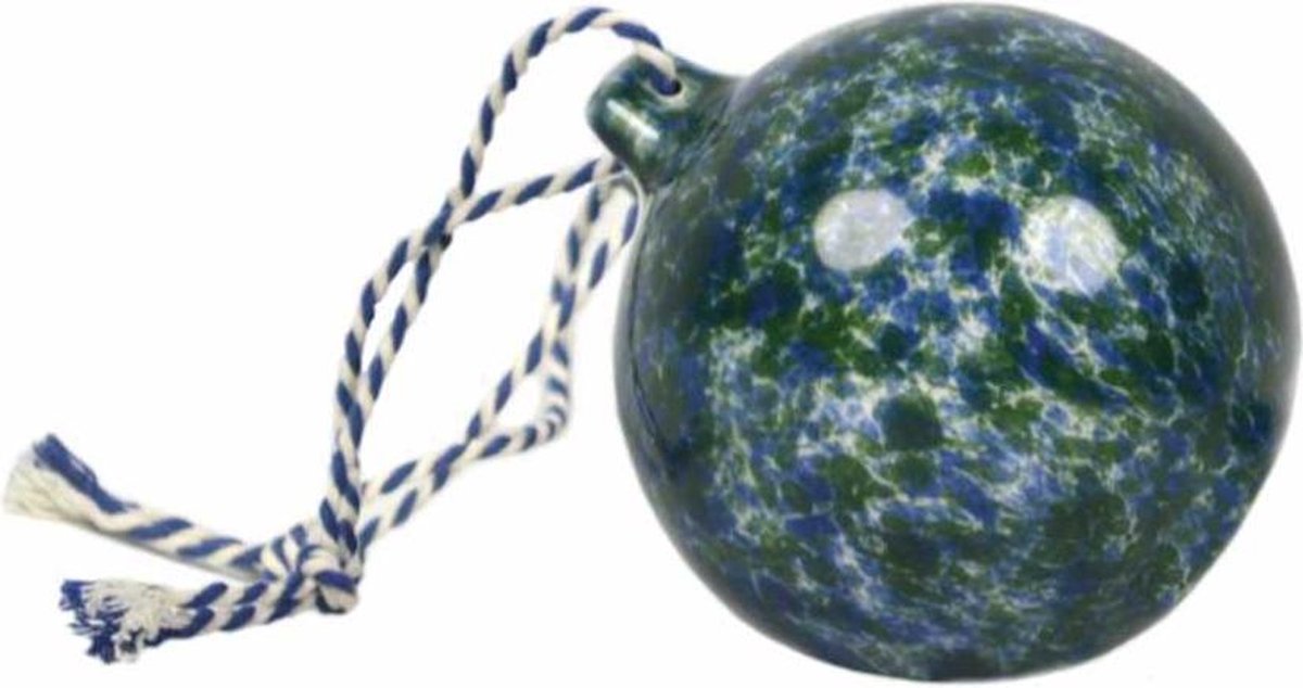 Royal Goedewaagen - Handgemaakte Kerstbal - Keramiek - Freckles blauw/groen - 7 cm