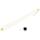 Twice As Nice Halsketting in goudkleurig edelstaal, ronde, zwart agaat  36 cm+4 cm