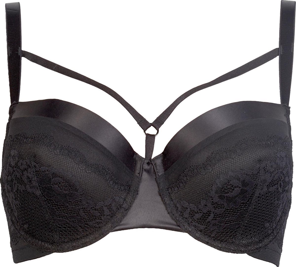 Padded wire bra fancy strap Black Maat 95E