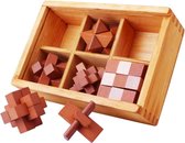 Set van 6 houten IQ puzzels - Breinbrekers - 3D puzzel