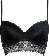 Longline padded wire bra Graphical lace - Zwart - Maat 70D