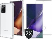Hoesje geschikt voor Samsung Galaxy Note 20 Ultra - 2x Screen Protector GlassGuard - Back Cover Case ShockGuard Transparant & Screenprotector
