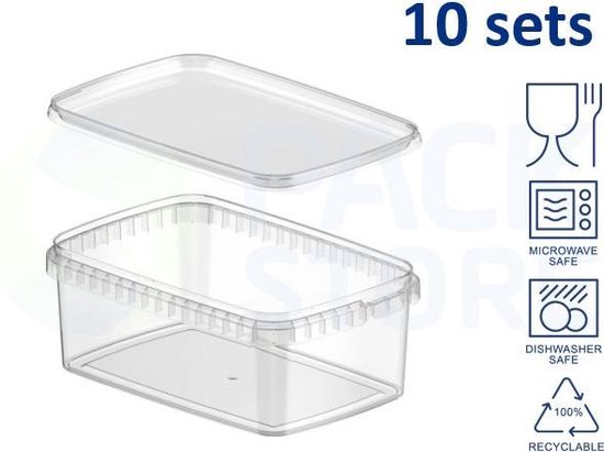 Zeemeeuw twist Wat leuk 10 x plastic bakjes met deksel - 1200 ml - vershoudbakjes - meal prep bakjes  -... | bol.com