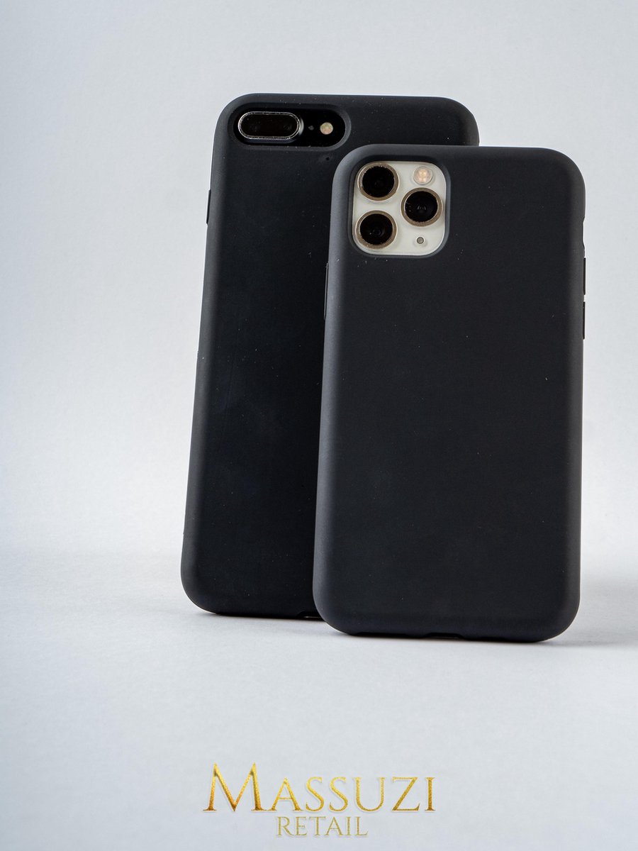 Massuzi iPhone 6s Plus / 7 Plus / 8 Plus - Silicone Hoesje Case - Black - Backcover - Schockproof