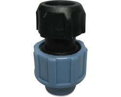 Unidelta Aansluitstuk PP 20 mm x 3/4" knel x binnendraad 16bar zwart/blauw DVGW/KIWA/WRAS
