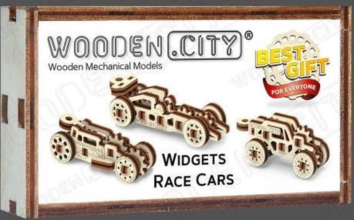 WOODENCITY Widgets Race Cars 3Dpuzzel 48 stuks Voertuigen