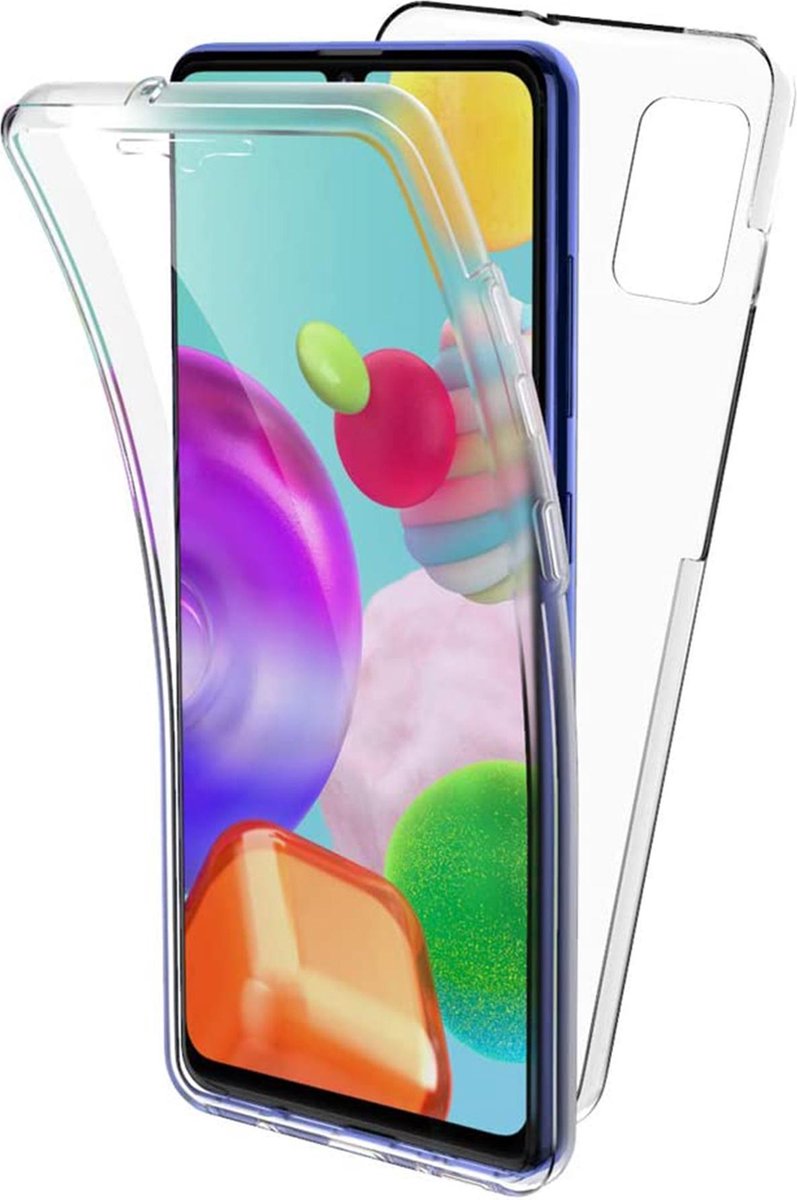 Hoesje geschikt voor Samsung Galaxy A41 - 360 Graden Case 2 in 1 Hoes Transparant + Ingebouwde Siliconen TPU Cover Screenprotector op Prijzenvolger.com