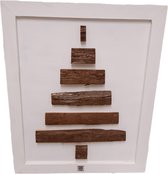Sapin de Noël en bois blanc 59cm debout ou suspendu - Sapin de Noël en bois pour l'intérieur