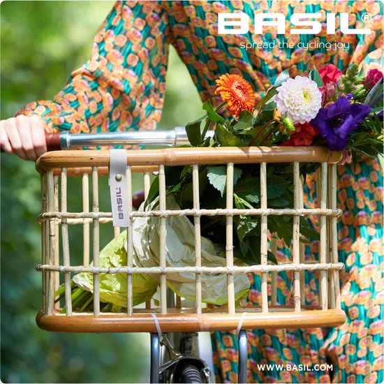 Basil Green Life Fietsmand L - Voor - Ecologisch Rotan - Large - Bruin - 30 Liter van Basil — afbeelding 5