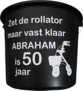 Cadeau emmer - Rollator Abraham - 12 liter - zwart - cadeau - geschenk - gift - kado - surprise - 50 jaar