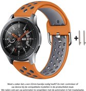 Neon Oranje Grijs Siliconen Bandje geschikt voor bepaalde 22mm smartwatches van verschillende bekende merken (zie lijst met compatibele modellen in producttekst) - Maat: zie foto - 22 mm rubber smartwatch strap