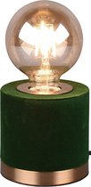 LED Tafellamp - Tafelverlichting - Trion Juda - E27 Fitting - Rond - Mat Groen - Fluweel