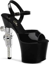 Pleaser Sandaal met enkelband, Paaldans schoenen -37 Shoes- REVOLVER-709 Paaldans schoenen Zwart