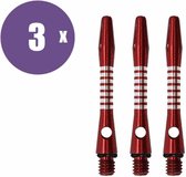 ABC Darts - Dart Shafts - Aluminium Ringed Rood - Short - 3 sets (9 stuk)