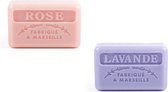 Soap bar set - zeep savon de marseille Lavendel + Rose 2x125 gr.