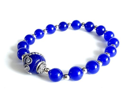 2 Love it Cobalt - Bracelet - Élastique - Tour de poignet 17-20 cm - Blauw - Couleur argent