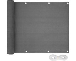 tectake® Balkonscherm - 600 x 75 cm - Privacyscherm - Balkondoek - Zichtdoek - Windscherm - Zonnescherm voor Balkon - Weerbestendig - Waterafstotend - Eenvoudige Montage - Grijs