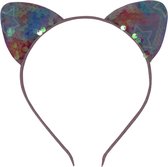 Jessidress Haarband Meisjes Haar diadeem met katten oren vol pailletten - Multikleuren