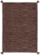 OSTA Medina – Vloerkleed – Tapijt – geweven – wol – eco – duurzaam - modern - boho - Beige/Grijs Streep - 135x200