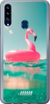Samsung Galaxy A20s Hoesje Transparant TPU Case - Flamingo Floaty #ffffff