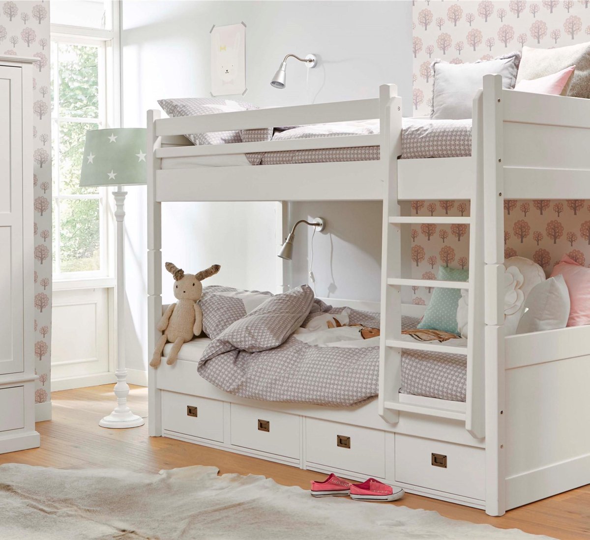 Alta Stapelbed met 4 opbergladen, Snow white, hoogwaardige kwaliteit