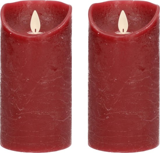 Bordeaux rode LED kaarsen / stompkaarsen 15 cm - Luxe kaarsen op batterijen met... | bol.com