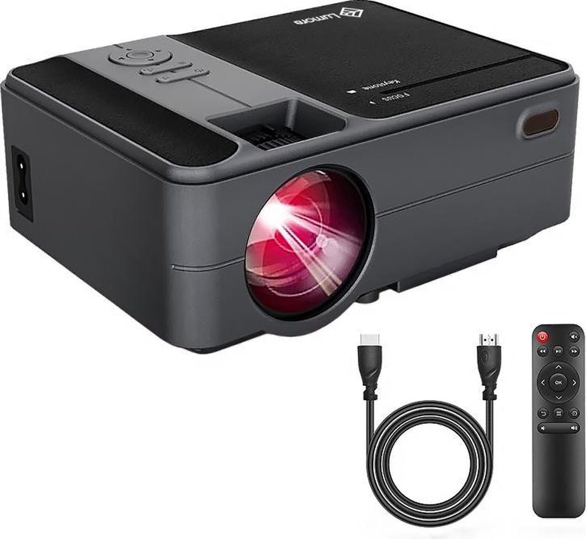 Lumora - Mini Beamer Wifi Zwart 3500 lumen Projector - 800x480 - Inclusief HDMI kabel Afstands