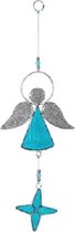 Hangende Decoratie Engel met Ster (Turquoise-Zilverkleurig)
