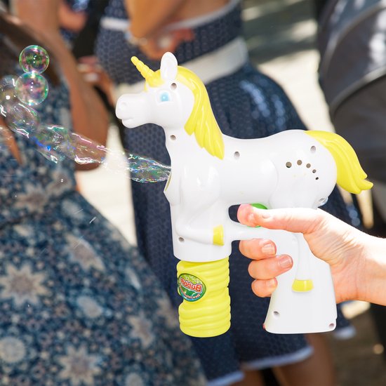 Pistolet à bulles Grafix Unicorn - avec lumière et son - 60 ml de