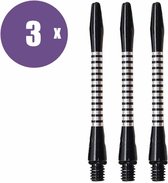 ABC Darts - Dart Shafts - Aluminium Ringed Zwart - Medium - 3 sets (9 stuk)