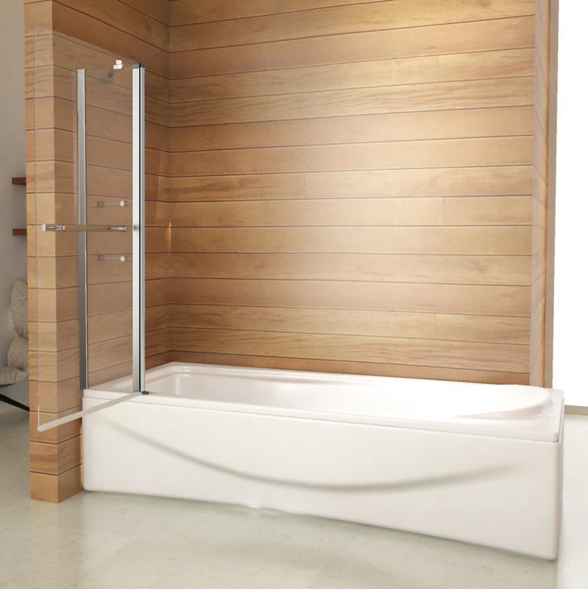 90° draaibare douchescherm douchewand 100x140cm, 6mm helder gehard