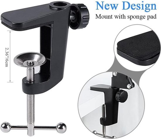 BOMGE BA-02 Microphone Arm, Microphone Stand with Adjustable Clip, Studio Suspension Scissor Arm Mount for Blue Snowball, ICE, Blue Yeti, Radio Broadcasting and Games (White), 7 cm