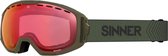 SINNER Mohawk Skibril - Mosgroen - Rode Spiegellens + Extra Roze Lens