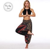 yoga pants loose women high waist Women Summer Loose Yoga Trousers Baggy Boho Jumpsuit Harem Pants gym Rood Zwart - Fabriekskledingmaat: S/M - Maatadvies: Valt klein