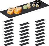 Relaxdays 24x serveerplank leisteen - borrelplank - kaasplank - Sushi - 30 x 10 cm