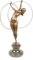 Beeld brons - Hoepel danseres Naakt - 69,2 cm hoog